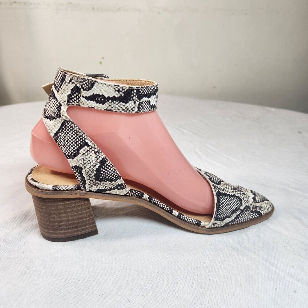 Lucky Brand Size 7.5 Women' Sandals Loklin Snake Print Ankle Strap Brown (32) - Picture 6 of 11